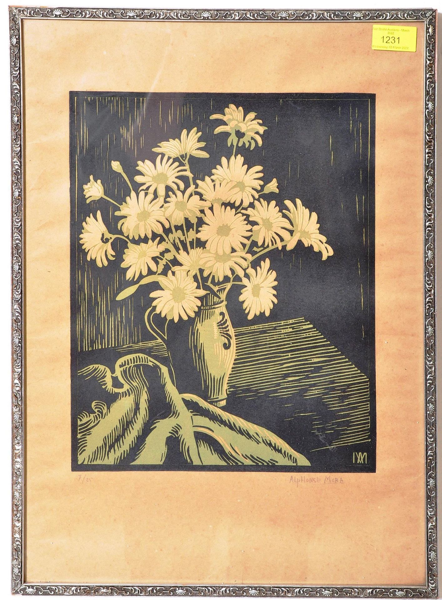 ALPHONSE MORA (1891-1966) STILL LIFE SCREEN PRINT - Bild 2 aus 8