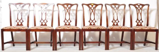 EIGHT 20TH CENTURY CHIPPENDALE STYLE MAHOGANY DINING CHAIRS