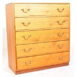 20TH CENTURY COUNTRY PINE CHEST OF 5 DRAWERS