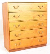 20TH CENTURY COUNTRY PINE CHEST OF 5 DRAWERS