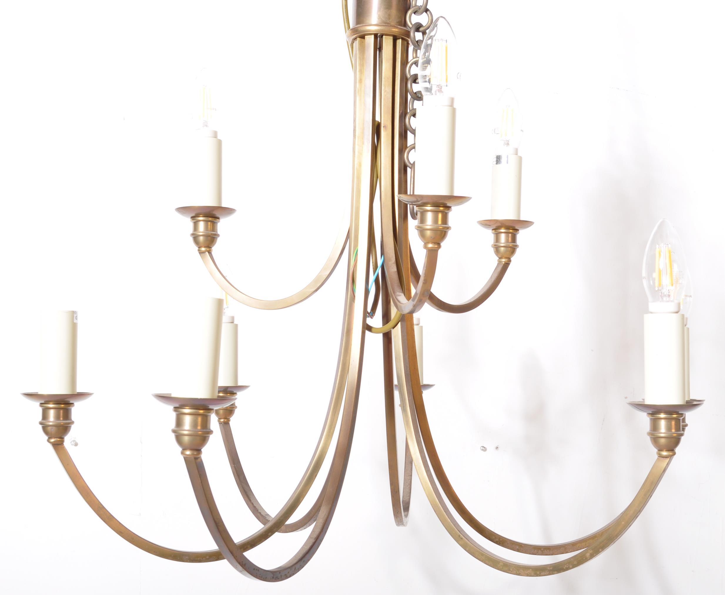 CONTEMPORARY MODERN BRASS EFFECT NINE ARM CHANDELIER - Image 3 of 5