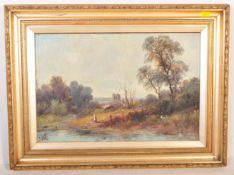 J. HALL - 19TH CENTURY OIL ON CANVAS LANDSCAPE PAINTING