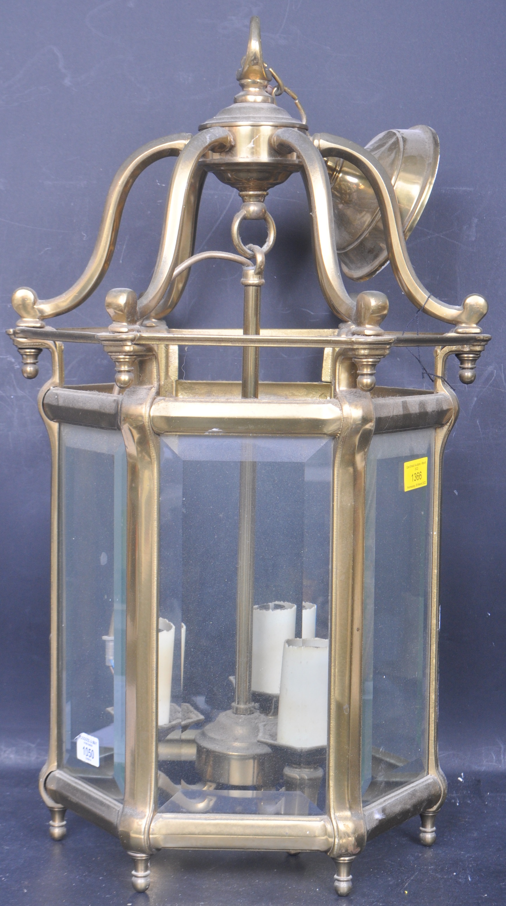 20TH CENTURY WROUGHT METAL PORCH LANTERN LIGHT SHADE