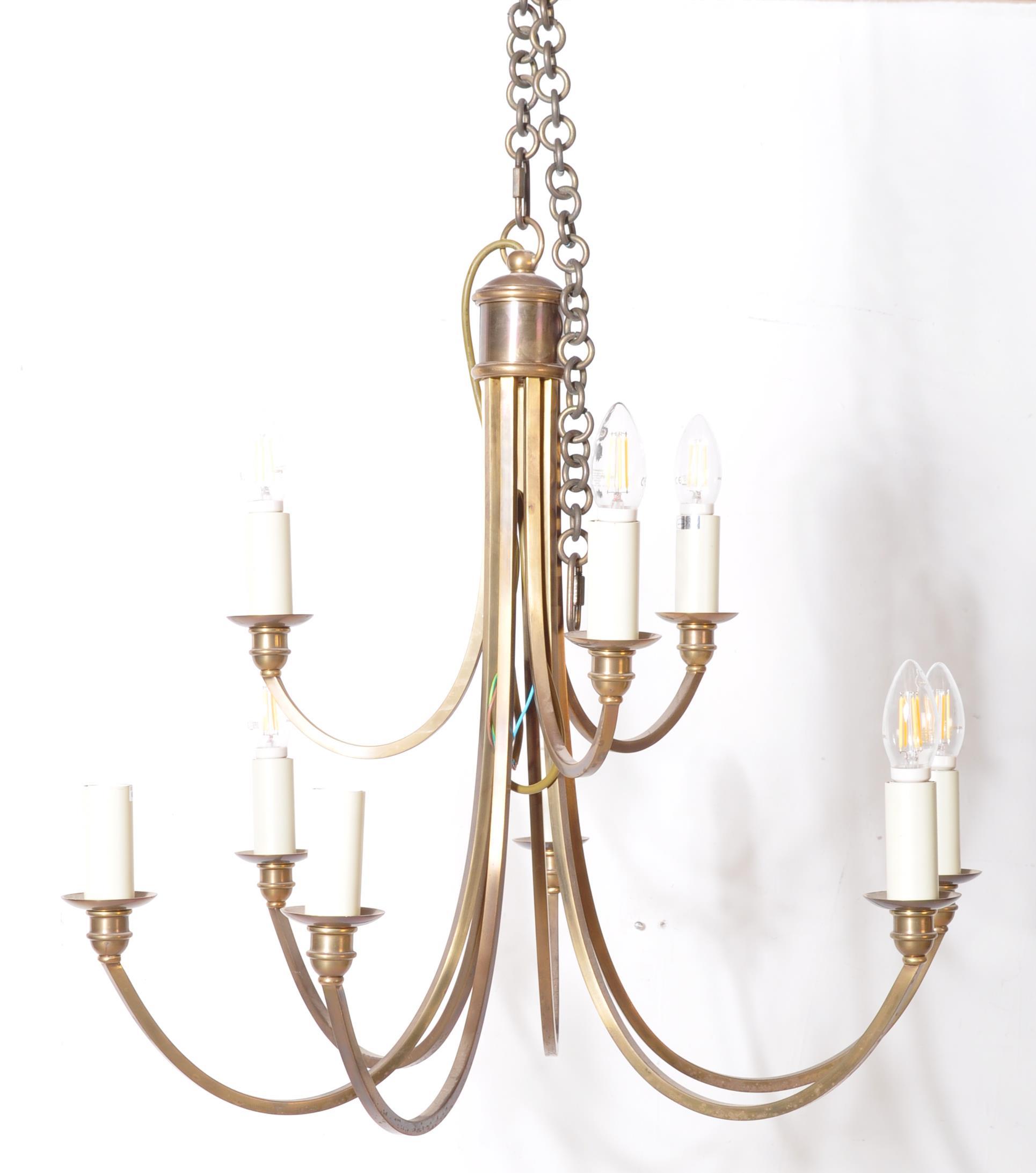 CONTEMPORARY MODERN BRASS EFFECT NINE ARM CHANDELIER - Image 2 of 5