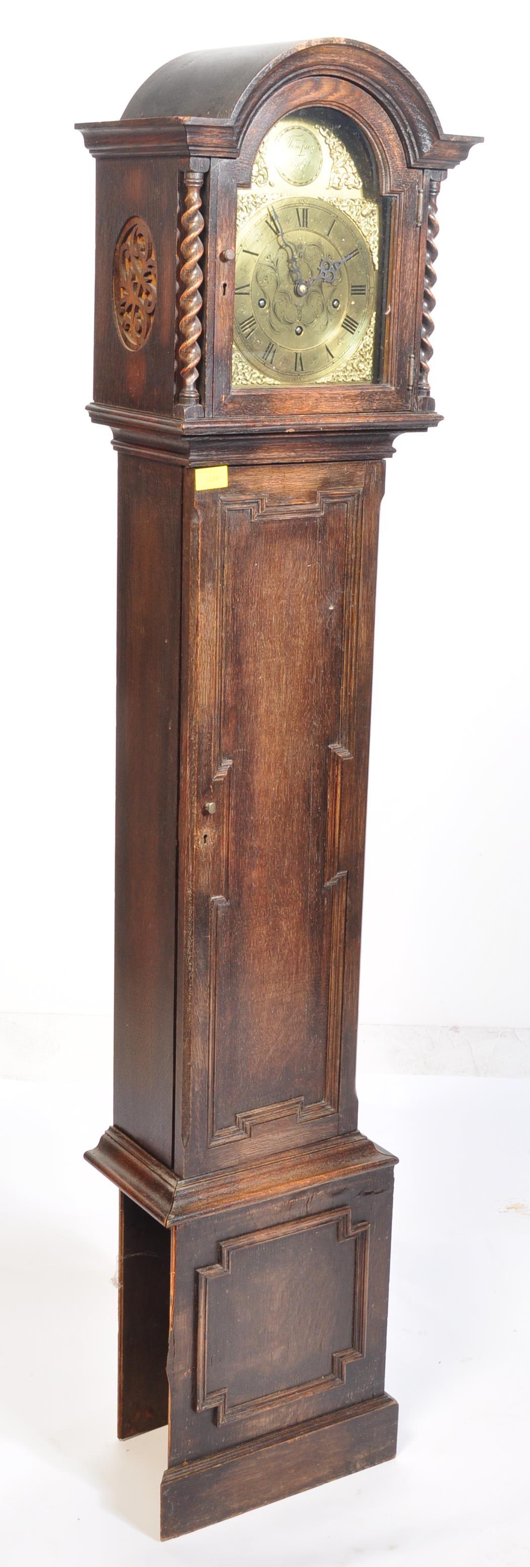 1920'S OAK BARLEYWIST & BRASS FACED LONGCASE CLOCK - Image 2 of 8