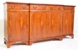 REGENCY REVIVAL YEW WOOD BREAKFRONT SIDEBOARD CREDENZA