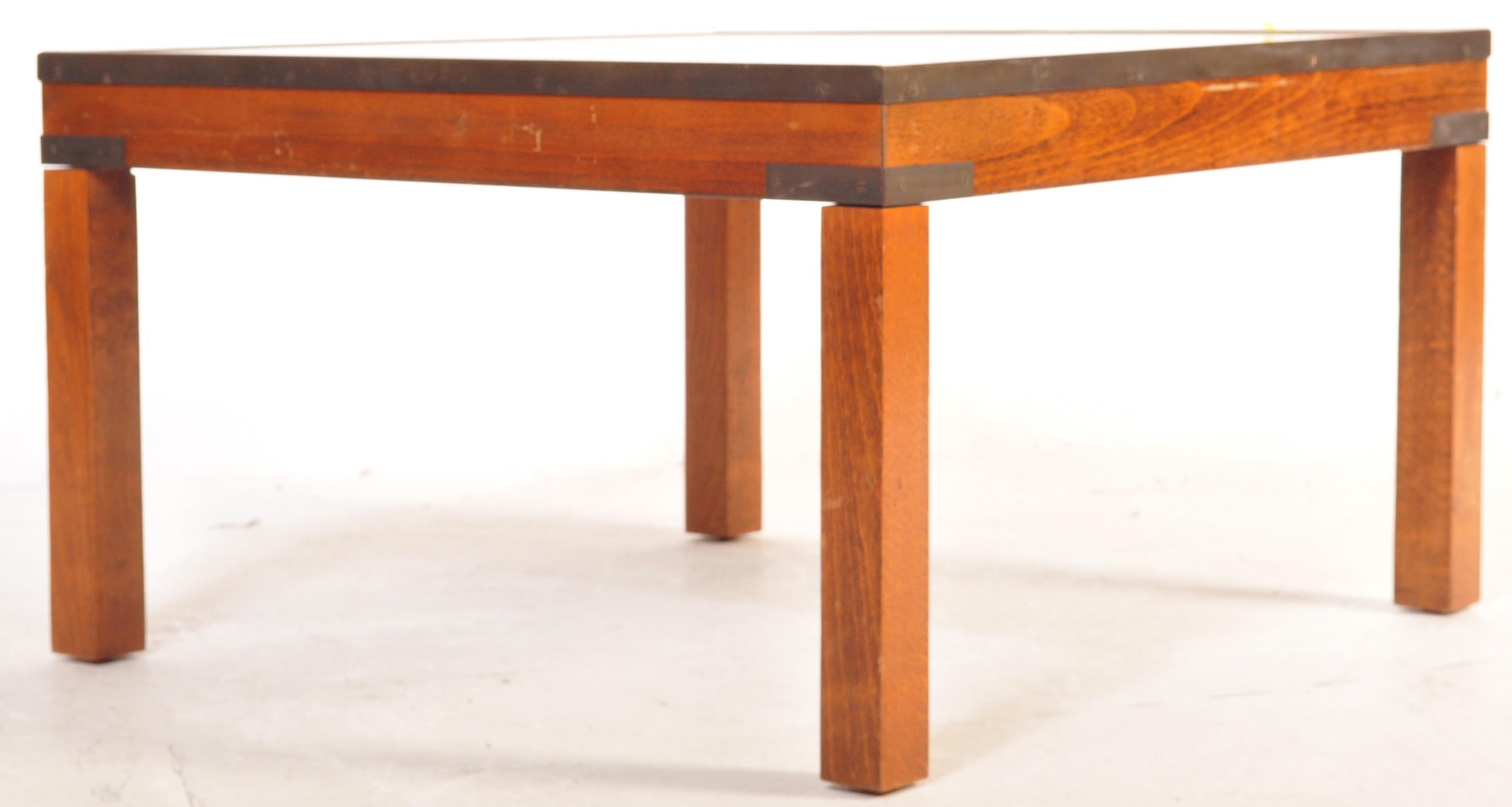 MID CENTURY CAMPAIGN MAHOGANY PENNY COFFEE TABLE