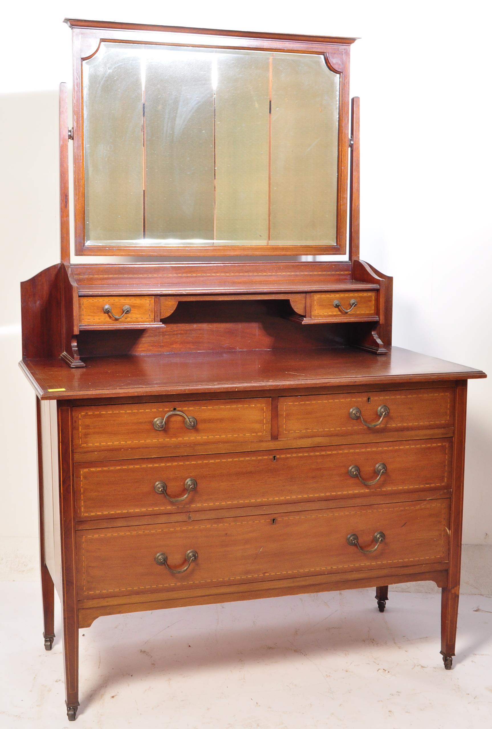 EDWARDIAN INLAID MAHOGANY DRESSING TABLE CHEST