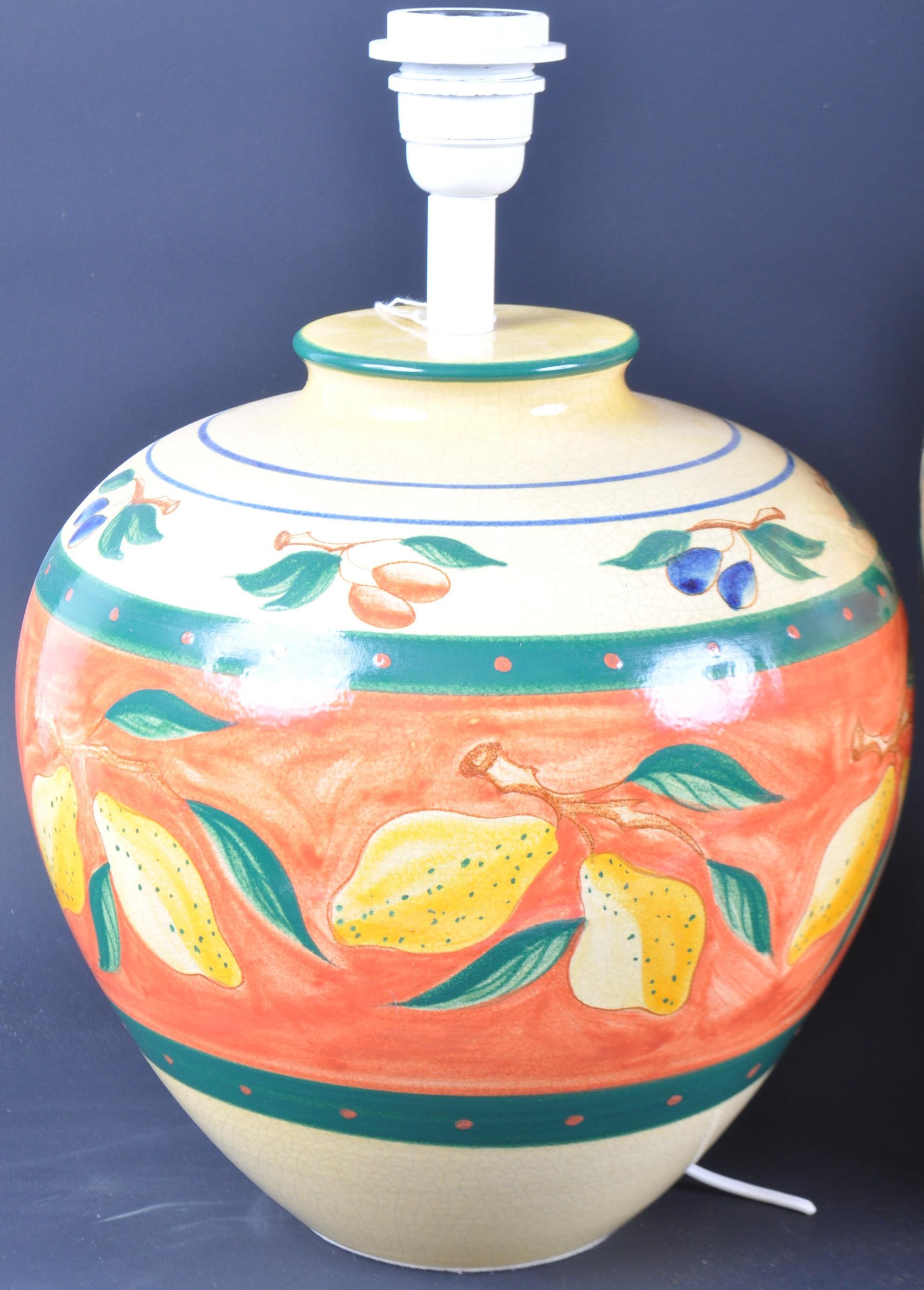 TWO MID 20TH CENTURY HAND PAINTED LARGE CERAMIC LAMPS - Image 6 of 7