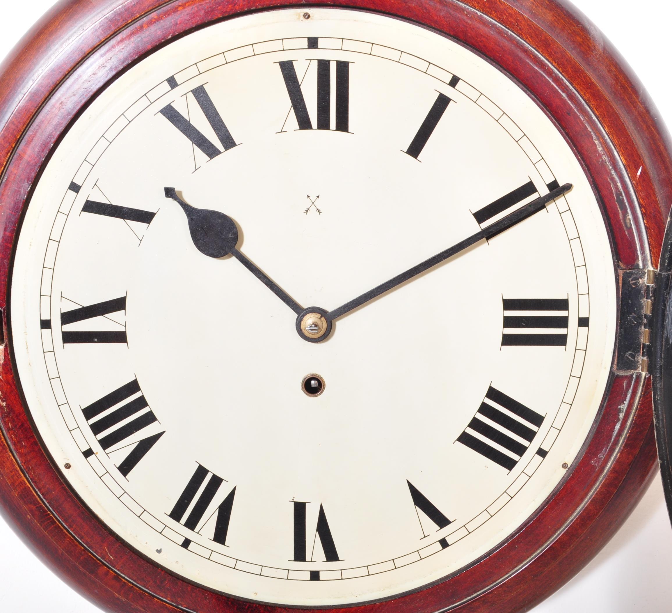 19TH CENTURY VICTORIAN MAHOGANY STATION POSTAMNS CLOCK - Image 2 of 6