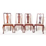 EIGHT EDWARDIAN MAHOGANY QUEEN ANNE DINING CHAIRS
