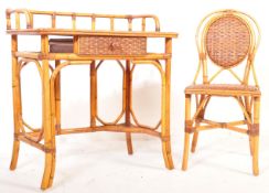 VINTAGE MID 20TH CENTURY WICKER DESK & MATCHING CHAIR