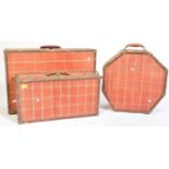 THREE RETRO TARTAN SUITCASES - OF THEATRE HISTORY INTEREST