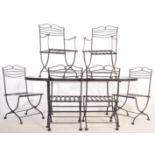 CONTEMPORARY CAST METAL GARDEN TABLE AND CHAIRS