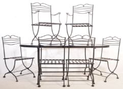 CONTEMPORARY CAST METAL GARDEN TABLE AND CHAIRS