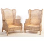 PAIR OF VINTAGE WICKER / BAMBOO PLANTATION ARMCHAIRS