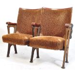 1930'S ART DECO CAST IRON & OAK TWIN CINEMA SEAT BENCH