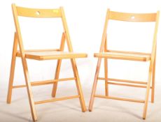 PAIR OF VINTAGE STYLE WOOD AND RATTAN FOLDING CHAIRS