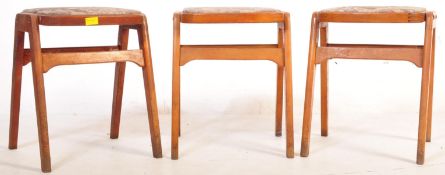 SET OF 3 MID CENTURY UTILITY - KITCHEN TABLE STOOLS