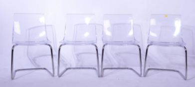 SET OF 4 RETRO CONTEMPORARY TOBIAS CHROME DINING CHAIRS