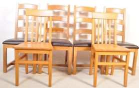 SIX CONTEMPORARY OAK CHUNKY FURNITURE LAND DINING CHAIRS