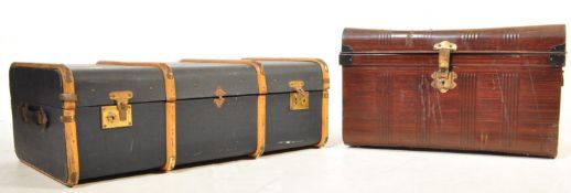 PAIR OF EARLY 20TH CENTURY STEAMER TRAVEL TRUNKS