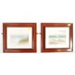 TWO VINTAGE 20TH CENTURY WATERCOLOUR PAINTINGS OF BEACH SCENES