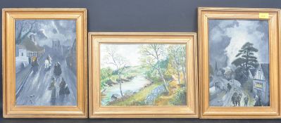 AH CAMPBELL (BRITISH 20TH CENTURY) 3 OIL ON BOARD PAINTINGS