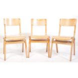 3 VINTAGE 20TH CENTURY VILLAGE / SCHOOL HALL DINING CHAIRS