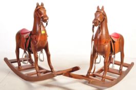 PAIR OF 20TH CENTURY WOODEN & LEATHER ROCKING HORSES