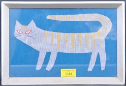 20TH CENTURY FOLK ART MIXED MEDIA PICTURE OF A CAT