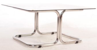 RETRO MID 20TH CENTURY SMOKED GLASS & CHROME COFFEE TABLE