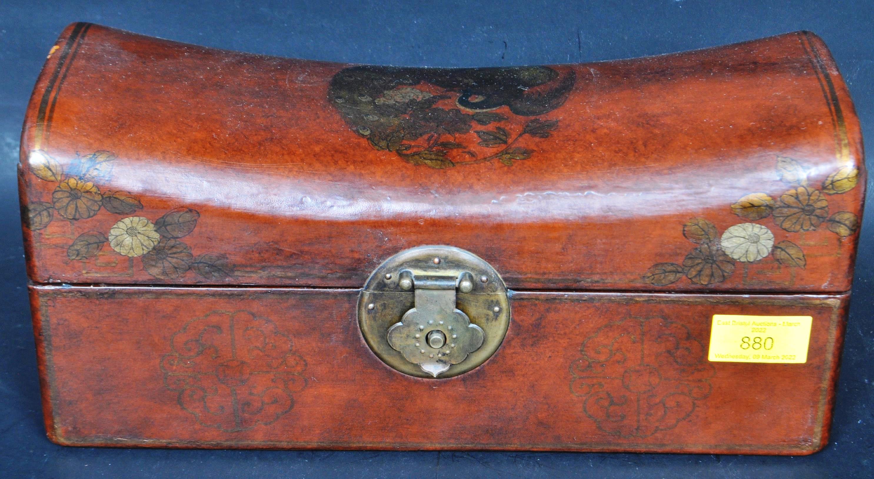 CHINESE LEATHER CASKET BOX - Image 2 of 5