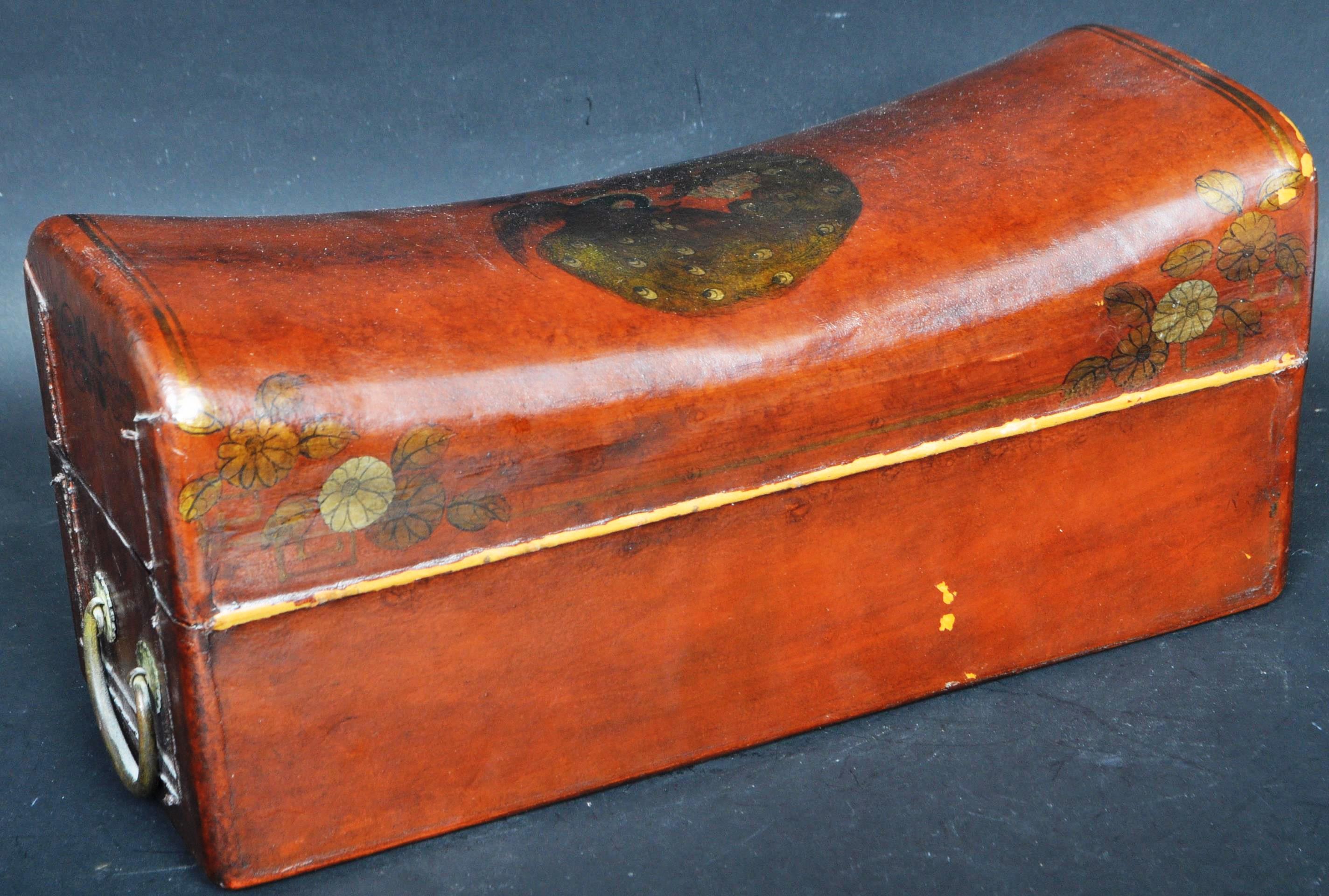 CHINESE LEATHER CASKET BOX - Image 5 of 5