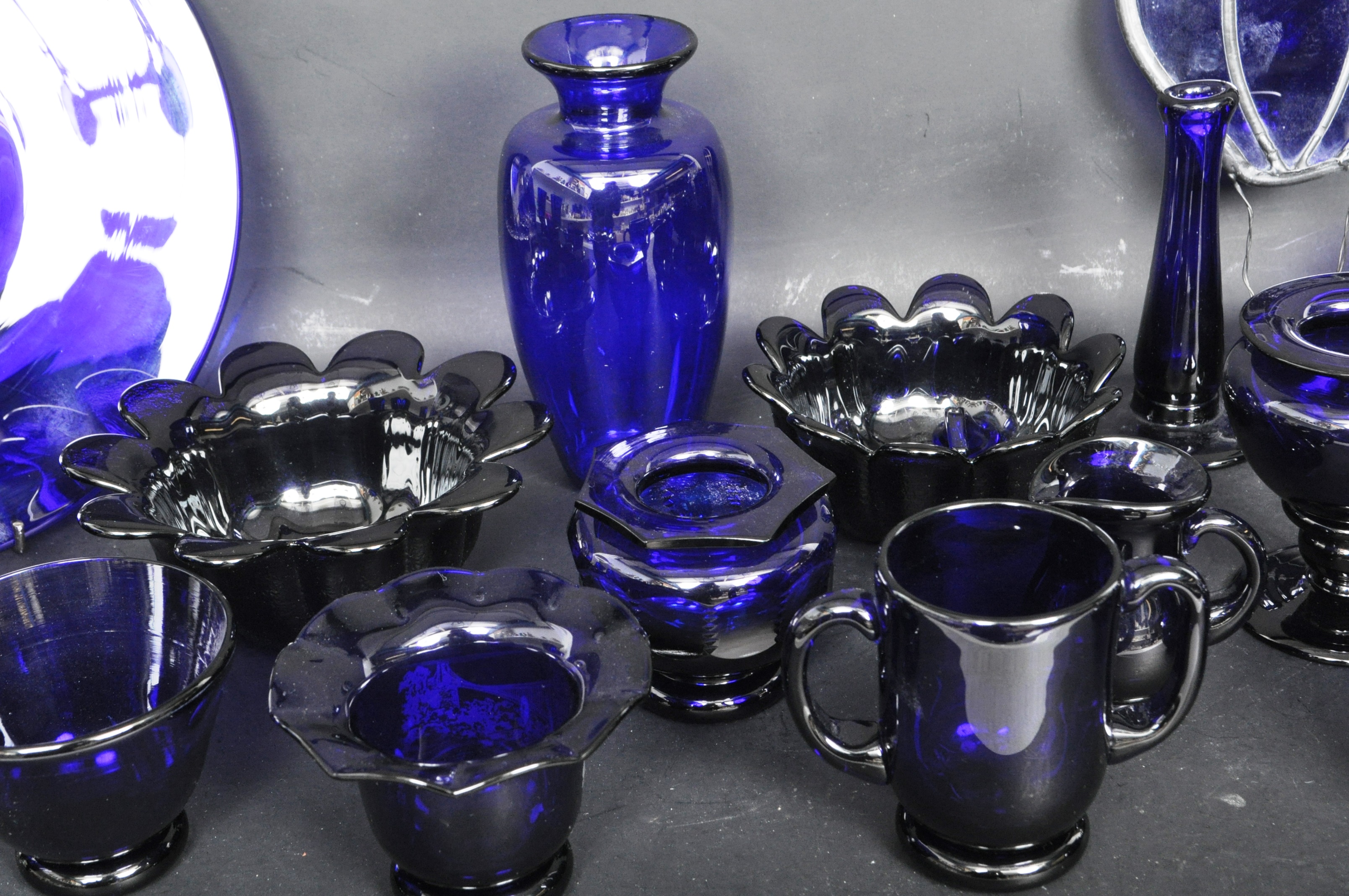 LARGE ASSORTMENT OF BRISTOL BLUE COBALT GLASS ITEMS - Image 4 of 7