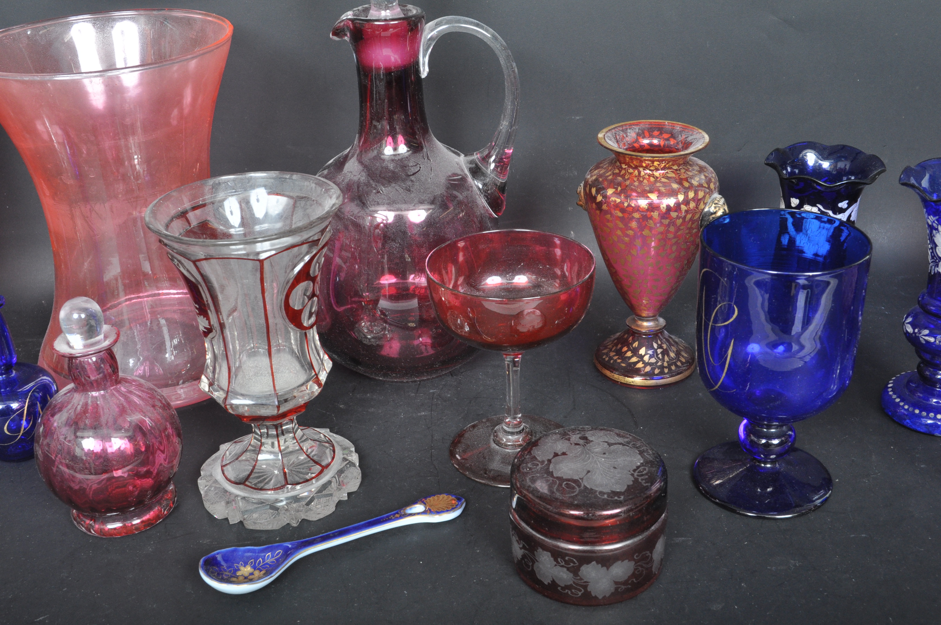 VICTORIAN & LATER CRANBERRY & COBALT GLASS - Image 4 of 6
