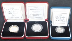 COLLECTION OF THREE UK SILVER PROOF COINS