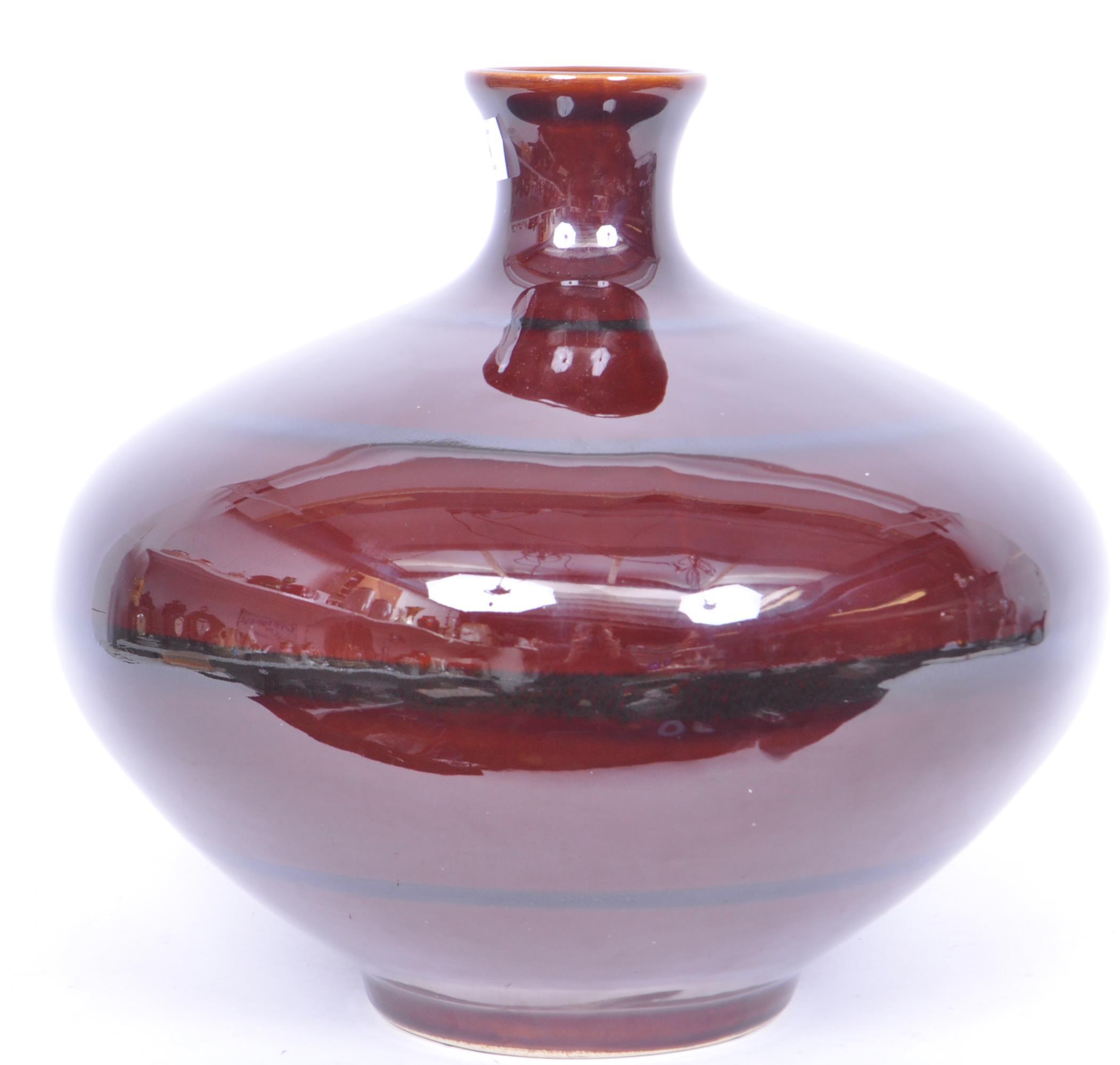 LARGE VINTAGE RETRO STUDIO POTTERY OXBLOOD VASE