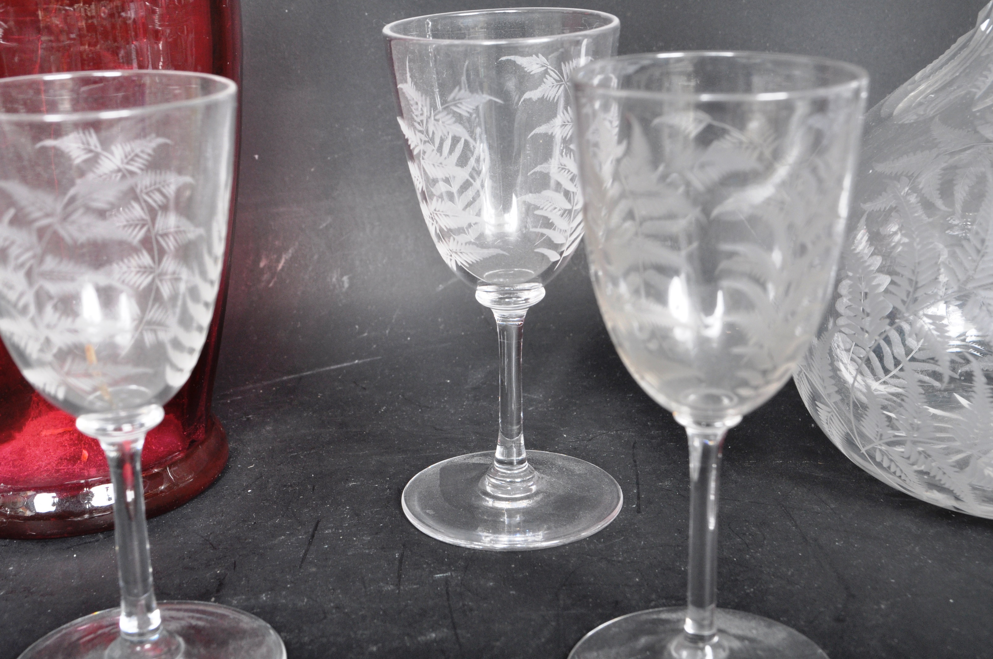 EARLY 20TH CENTURY DECANTER & SHERRY GLASSES SET - Image 4 of 5