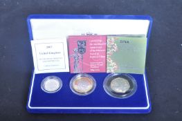COLLECTION OF THREE UK .925 SILVER PROOF PIEDFORT COINS