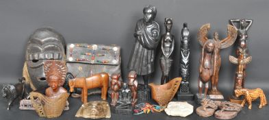 LARGE COLLECTION OF HARDWOOD TRIBAL ARTEFACTS