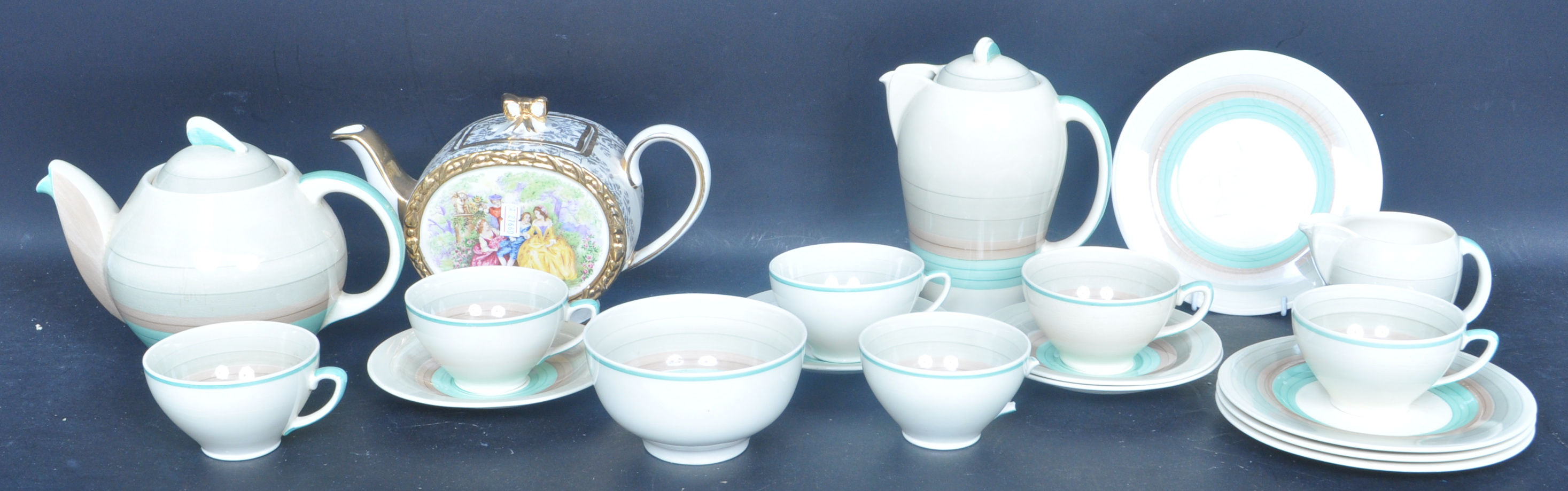 1930S SUSIE COOPER 'GREEN WEDDING BAND' TEA SERVICE / SET