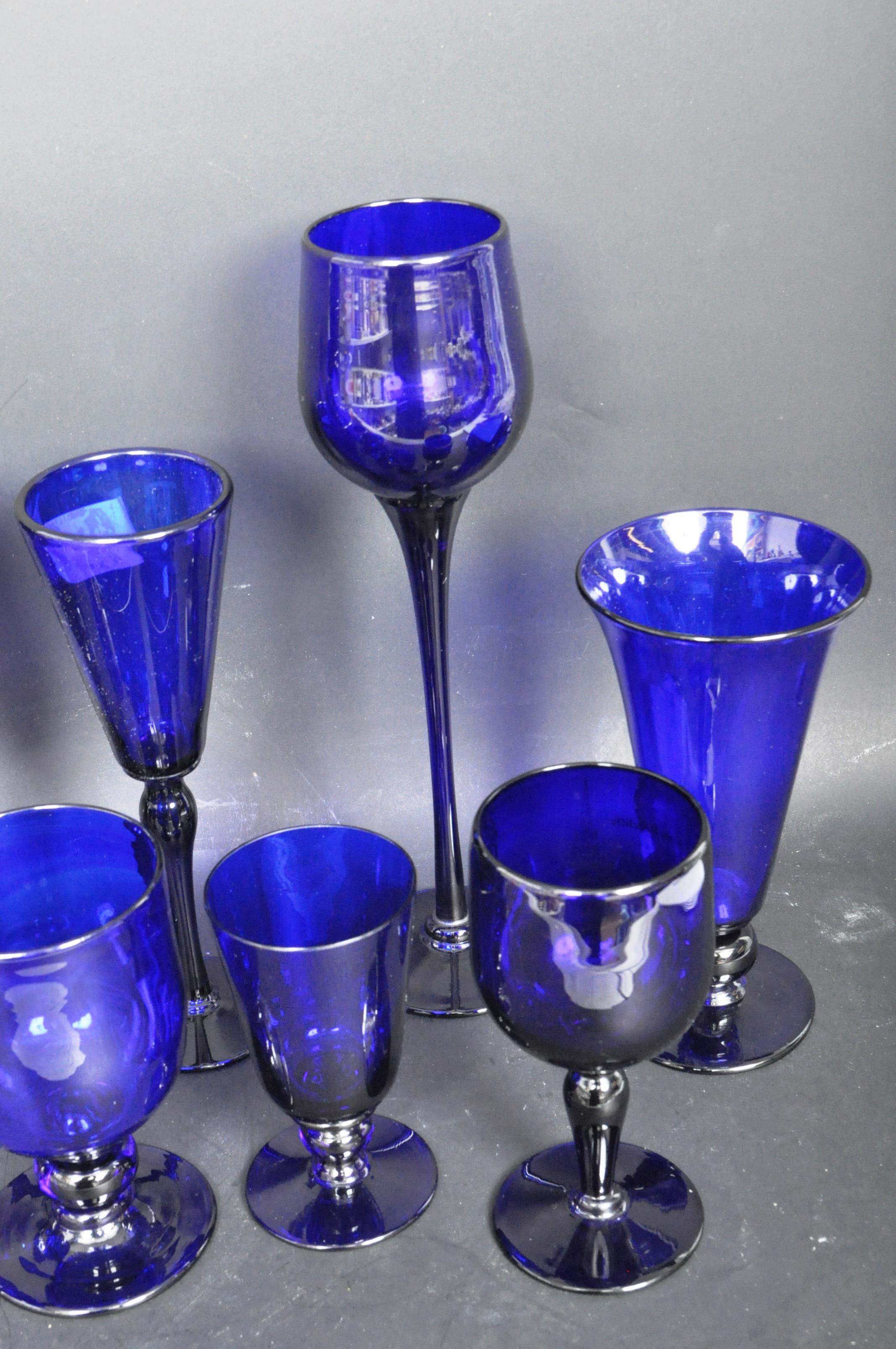 ASSORTMENT OF BRISTOL BLUE COBALT GLASS DRINKING GLASSES - Image 4 of 6