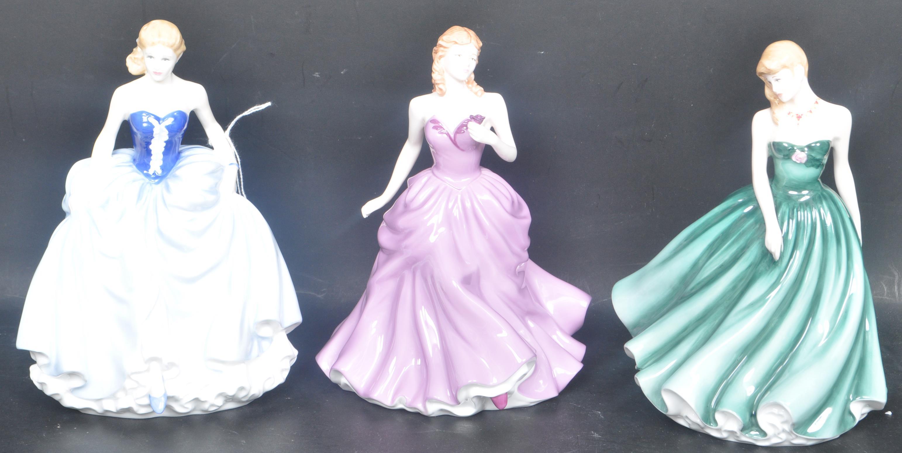 THREE ROYAL DOULTON CHINA LADIES FIGURINES WITH CERTIFICATES