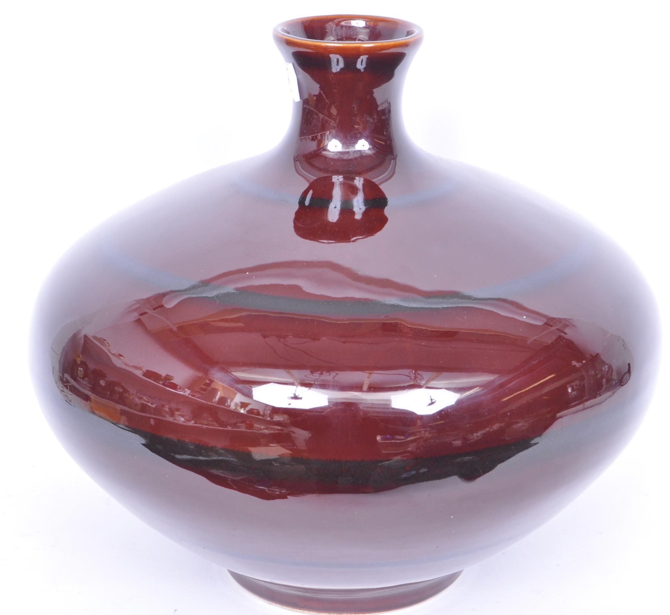 LARGE VINTAGE RETRO STUDIO POTTERY OXBLOOD VASE - Image 2 of 5