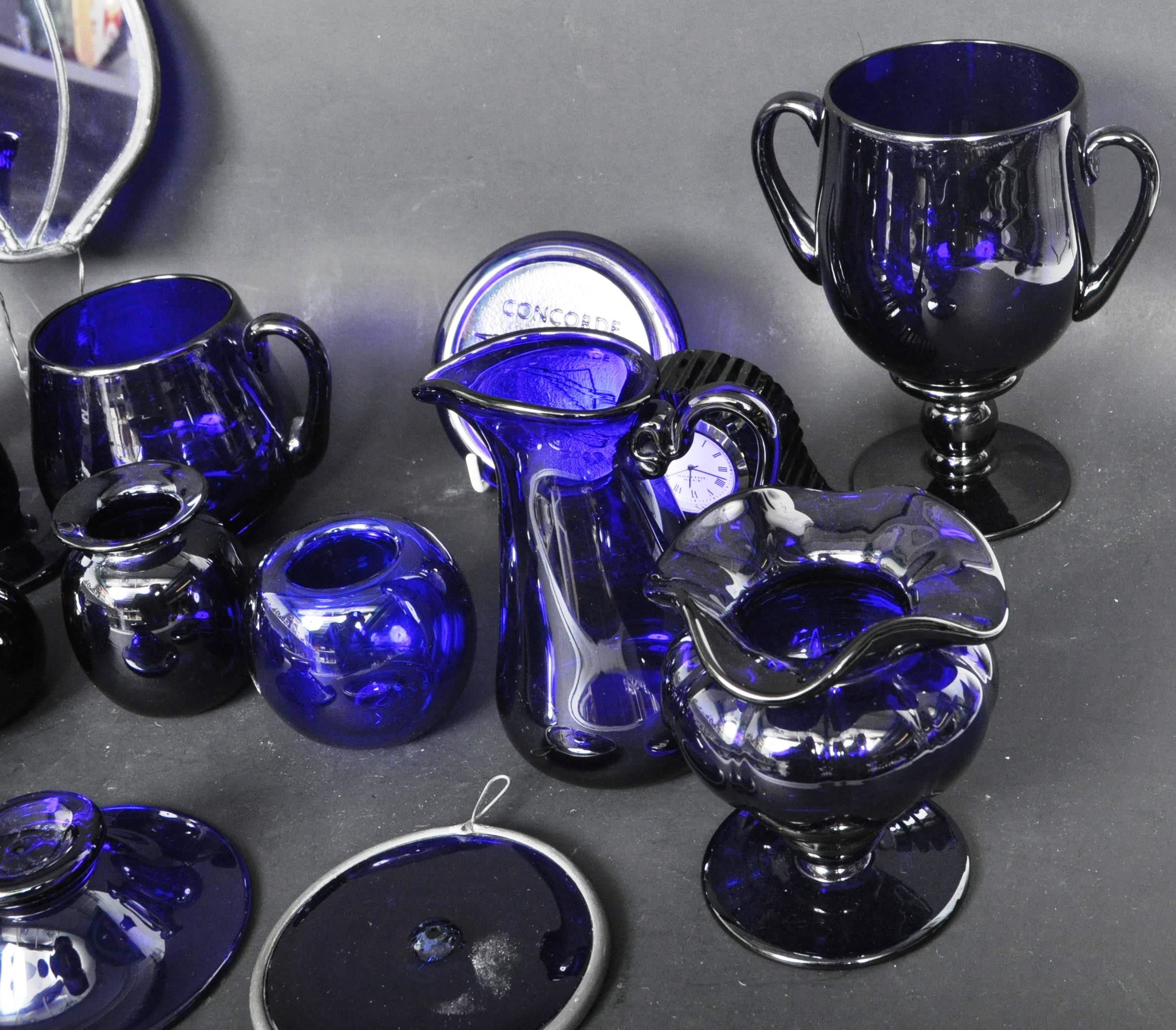 LARGE ASSORTMENT OF BRISTOL BLUE COBALT GLASS ITEMS - Image 6 of 7