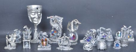 COLLECTION OF MYTH & MAGIC SPELTER CRYSTAL FIGURES