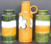 PAIR OF WEST GERMAN POTTERY VASES 203-22 AND ANOTHER