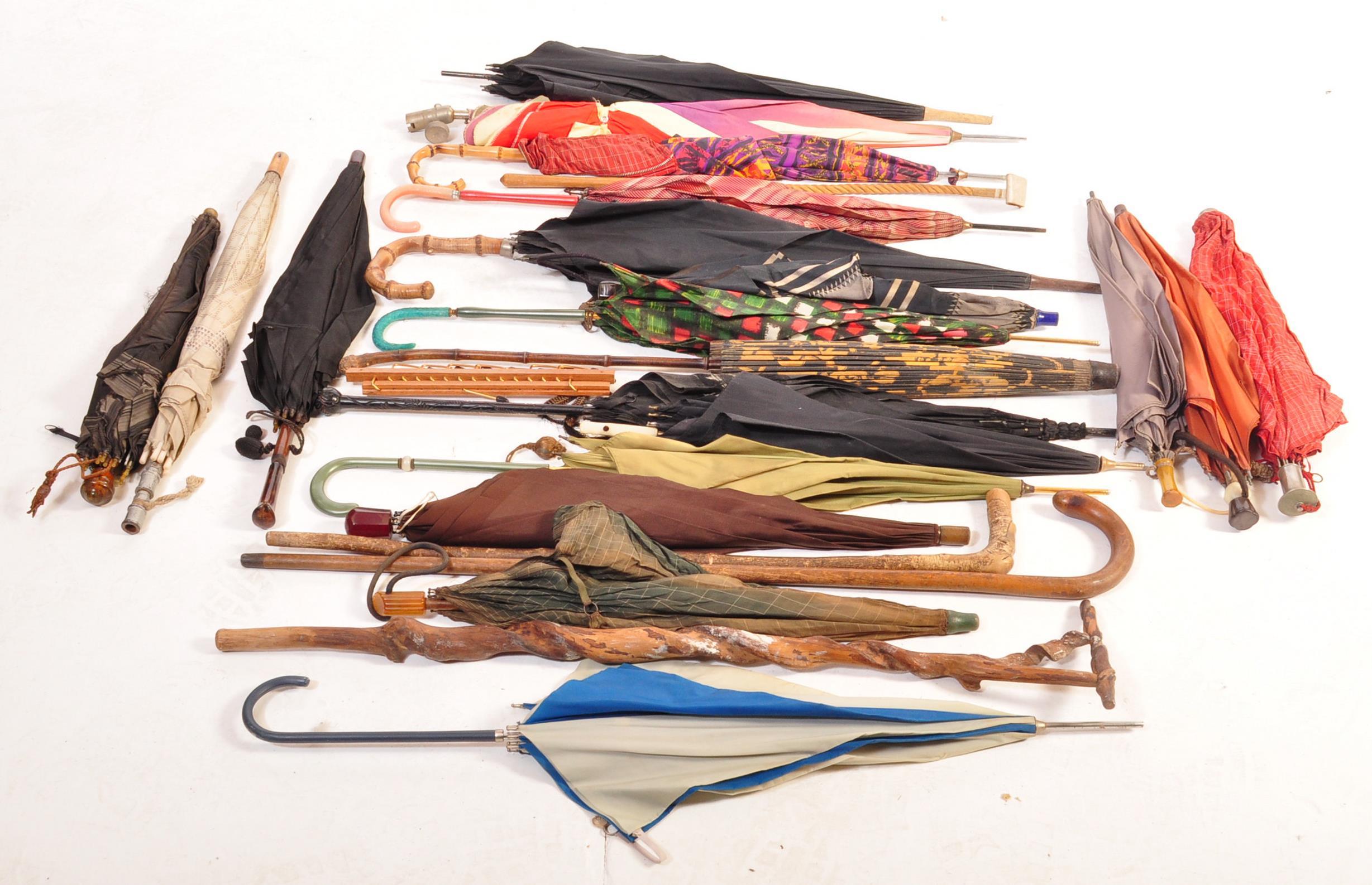 LARGE COLLECTION OF VINTAGE WALKING STICKS & UMMRELLAS - Image 3 of 7