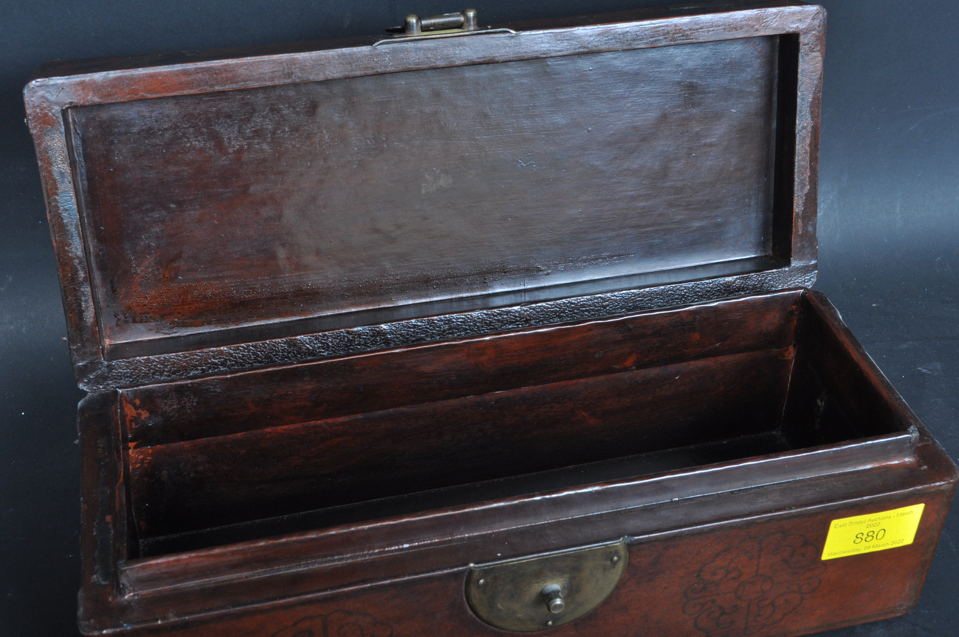 CHINESE LEATHER CASKET BOX - Image 4 of 5